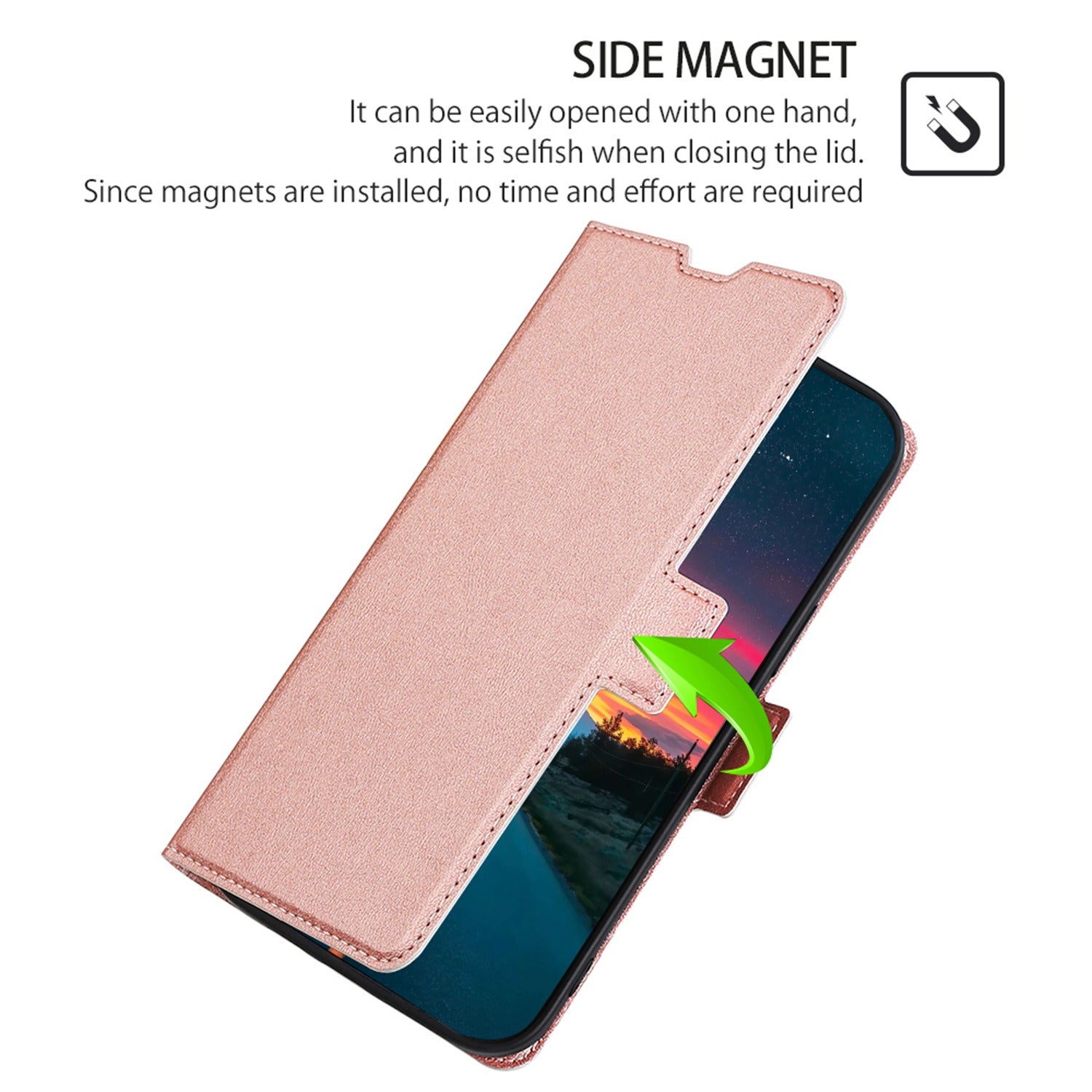 For Oppo A2x 5G / A2m 5G Shockproof Leather Folio Phone Cover with Card Slots Magnetic Protection - Rose Gold For Oppo A2x 5G / A2m 5G Shockproof Leather Folio Phone Cover with Card Slots Magnetic Protection - Rose Gold